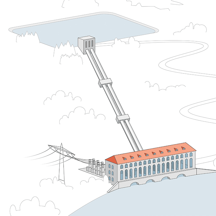 Illustration Pumpspeicher-Kraftwerk